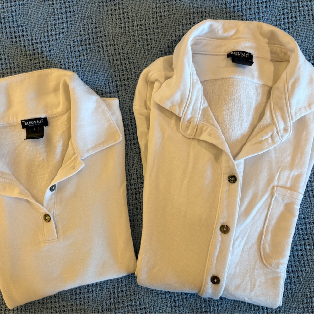 BLEUSALT bundle of the classic shirt and polo shorty sz 3/ white